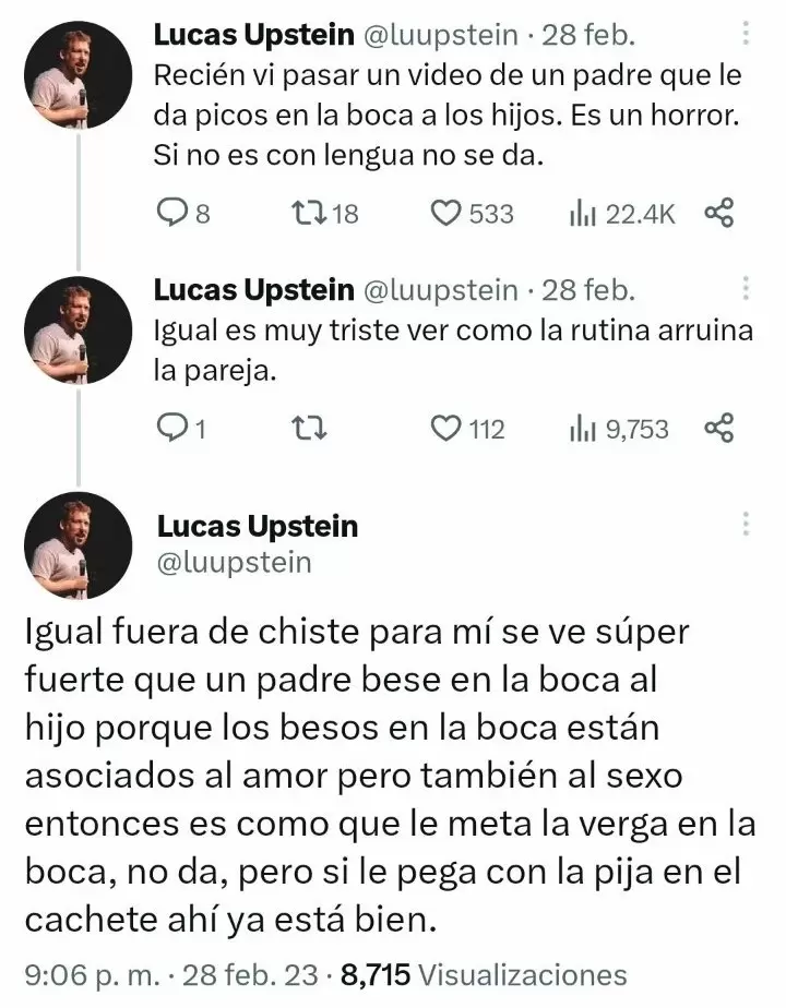 Captura del tweet de Lucas Upstein.
