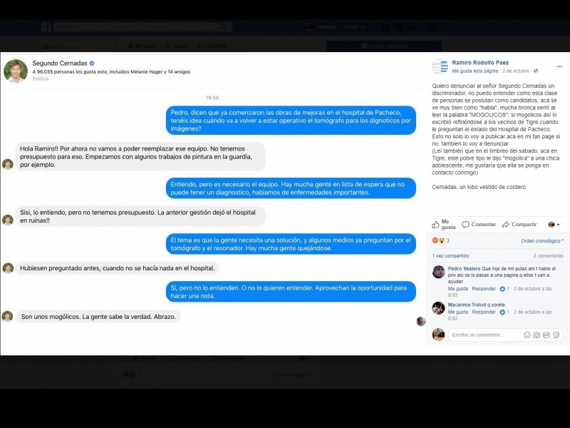 Cambiemos Tigre: Segundo Cernadas fue escrachado por usar la palabra “mogólico” en tono despectivo