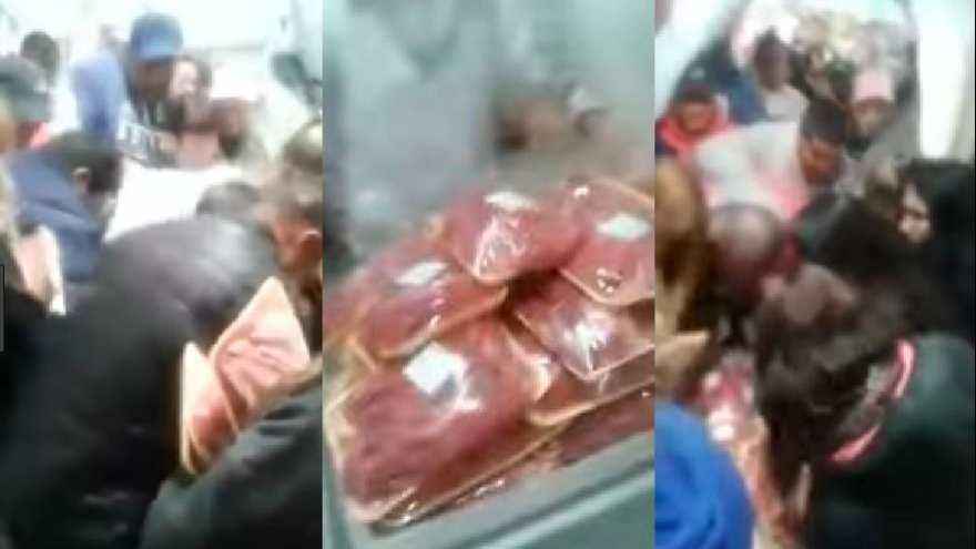 Argenzuela: Clientes de un supermercado se pelean por milanesas en oferta