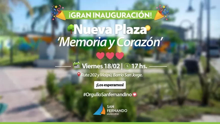 Se inaugura la nueva plaza “Memoria y Corazón” en San Fernando