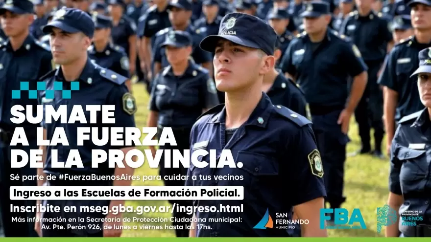 Policía de la provincia convoca a vecinos de San Fernando a ingresar a sus Escuelas de Formación