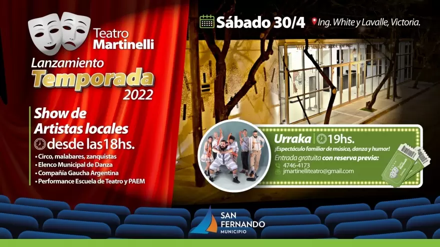 San Fernando: El Teatro Martinelli de Victoria lanzará su temporada 2022