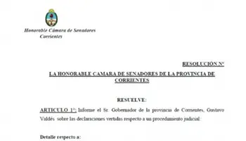 El senado de Corrientes pide explicaciones por el caso Loan al gobernador Valdés