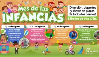 Los sábados, las plazas de San Fernando tendrán actividades por el Mes de las Infancias
