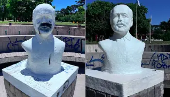 Insólito: El busto vandalizado de Gesell, el reclamo de su nieto y la restauración 45 días después