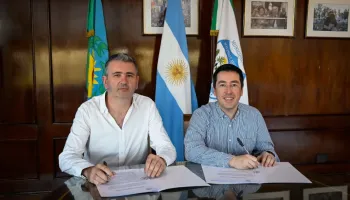 Malvinas Argentinas: Leo Nardini firmó un convenio de cooperación con La Falda
